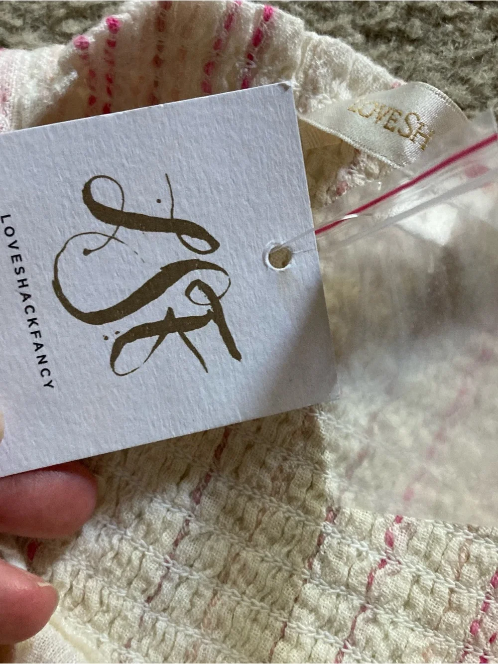 LoveShackFancy Cream & Pink Embroidered Striped Ruffle One Piece Romper NWT Sz 4
